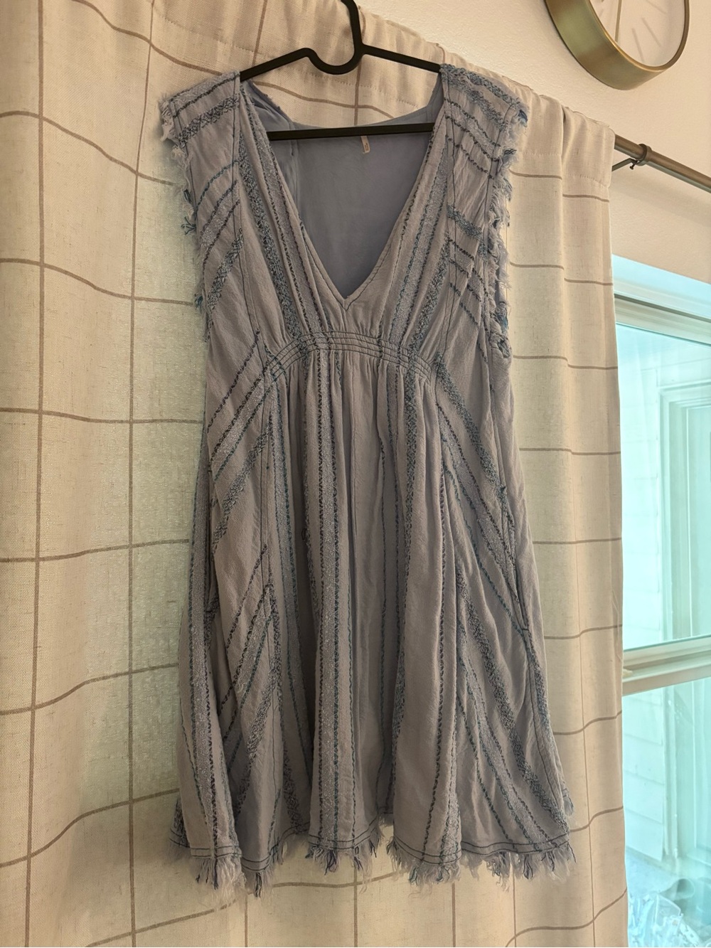 Free People Light Blue Embroidered Mini Dress